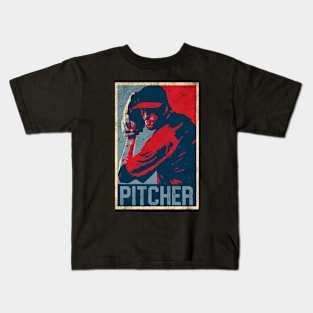 Baseball Pitcher Vintage Kids T-Shirt